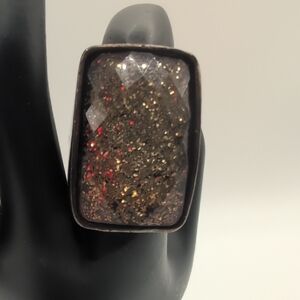 Sparkling Glitter Rectangular Statement Cocktail Ring